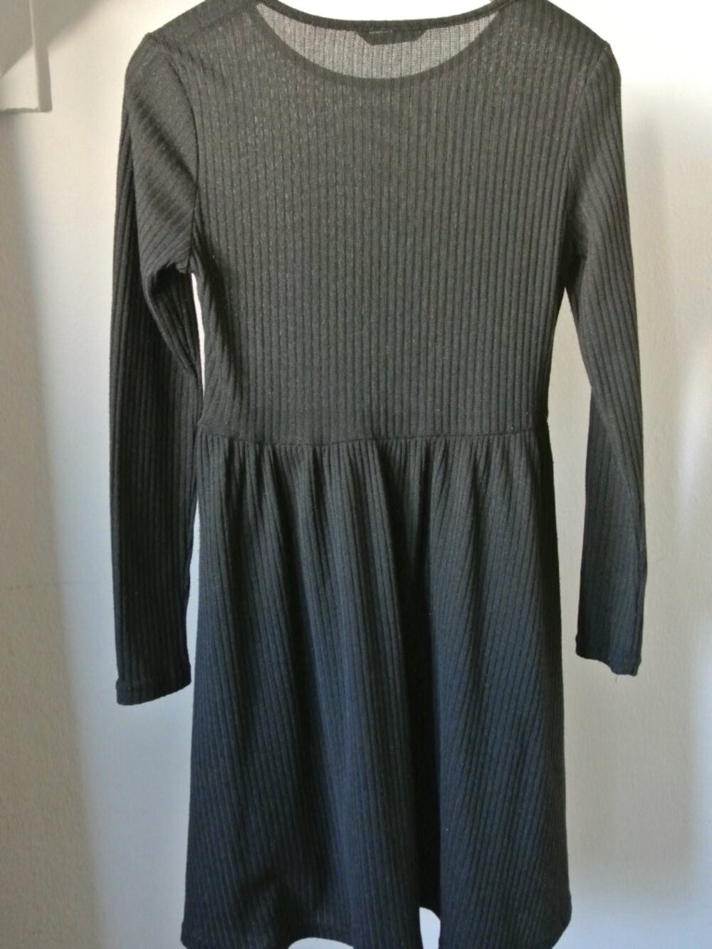 SHEIN Black Knit Fitted Mid-Length Dress